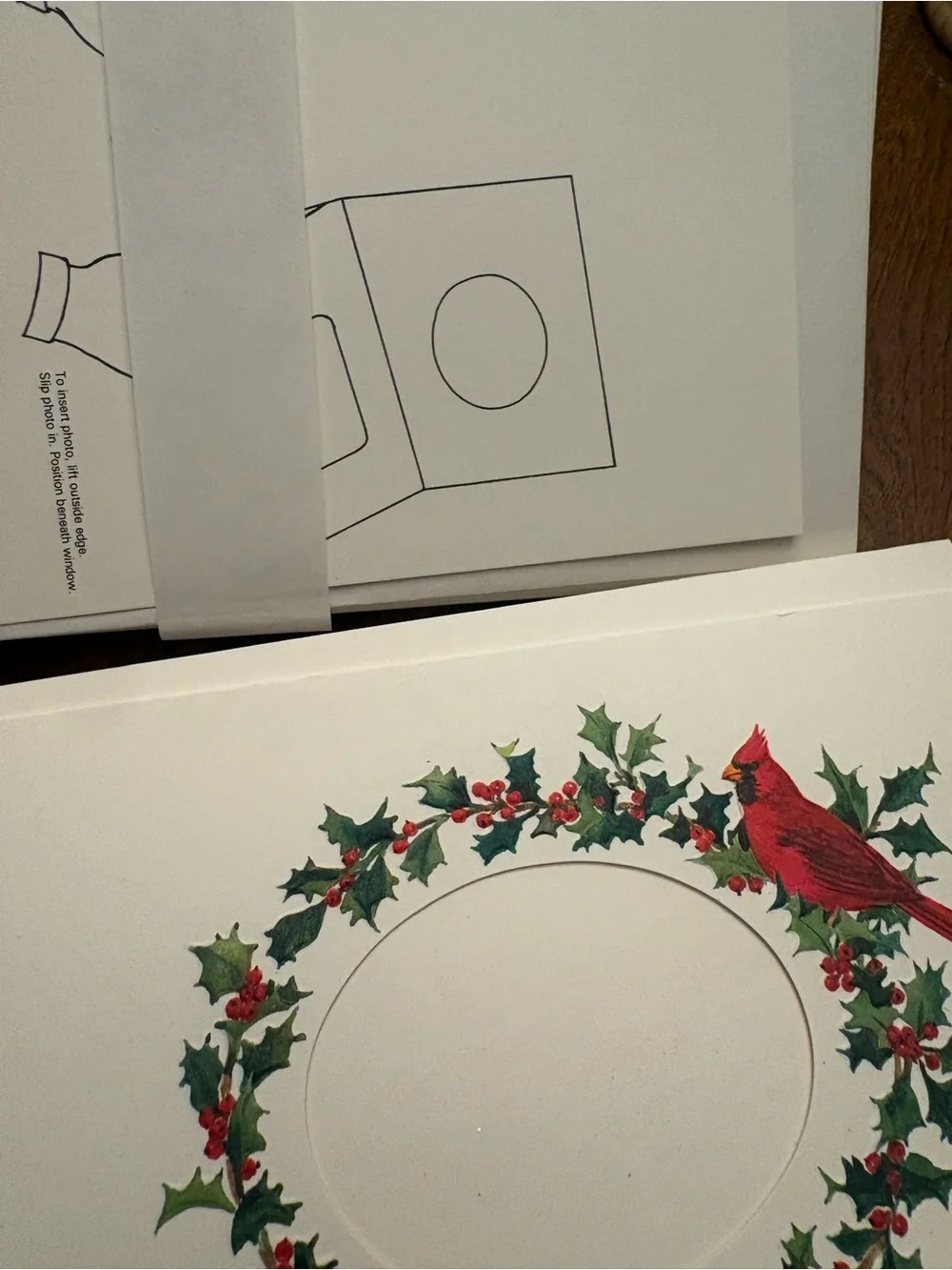 Holiday Cardinal Wreath Gift Tags - Blank Note Cards with picture insert